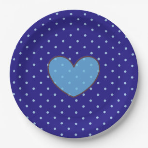 Papel Plato de fiesta de lunares azul y beige