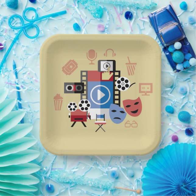 Papel Plato de Fiesta de Noche de Cine (Fiesta)