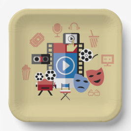 Papel Plato de Fiesta de Noche de Cine