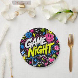 Papel Plato de fiesta de noche de juegos de grafiti neón