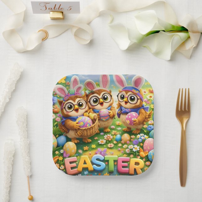 Papel plato de fiesta de pascua rex hoot (Boda)
