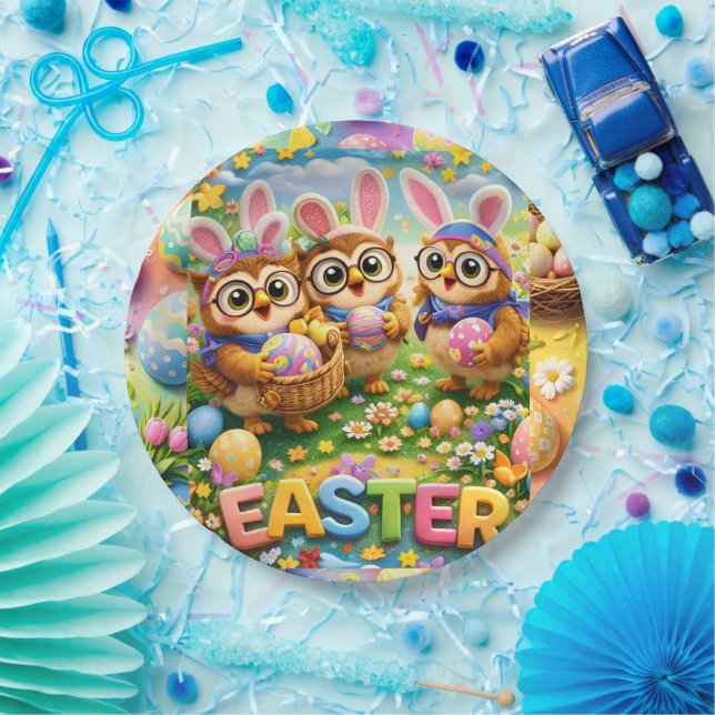 Papel plato de fiesta de pascua rex hoot (Fiesta)
