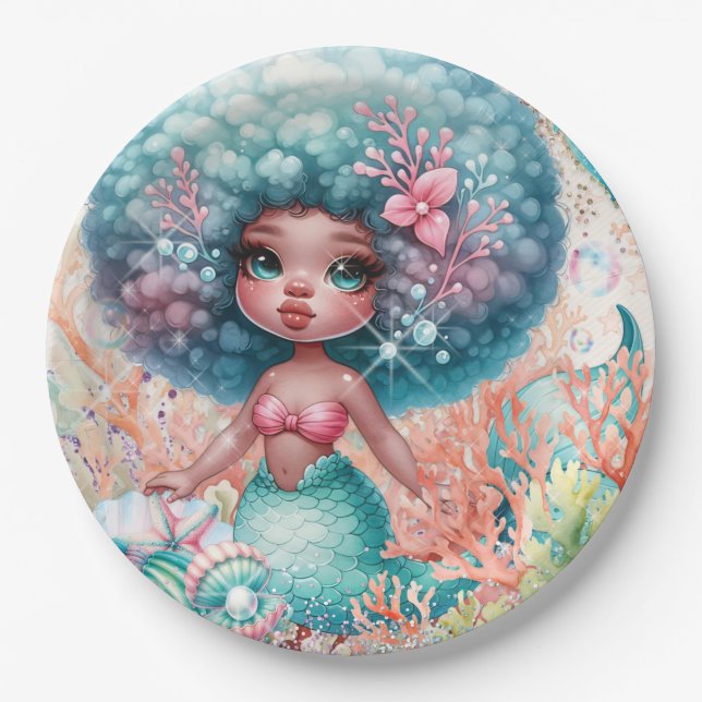 Papel Plato de fiesta de sirena (Anverso)