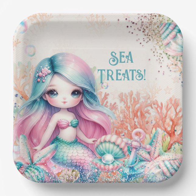 Papel Plato de fiesta de sirena (Anverso)