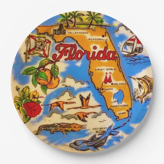 Papel Plato de fiesta del estado de Florida (Anverso)