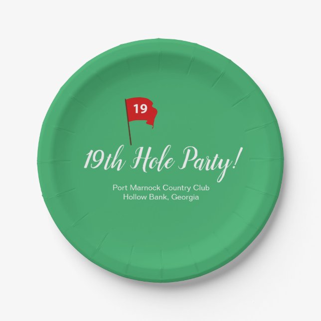 Papel Plato de fiesta del pub del 19º Hoyo (Anverso)