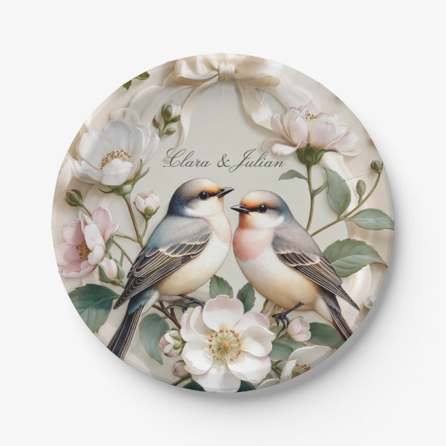 Papel Plato de Fiesta Floral LoveBird (Anverso)