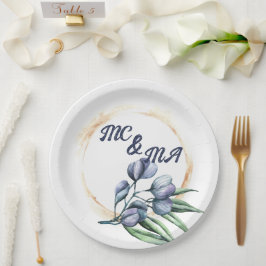 Papel Plato de Fiesta Floral Personalizado Armonía de Fl