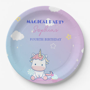 Papel Plato de Fiesta Unicornio Starlight