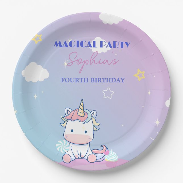 Papel Plato de Fiesta Unicornio Starlight (Anverso)