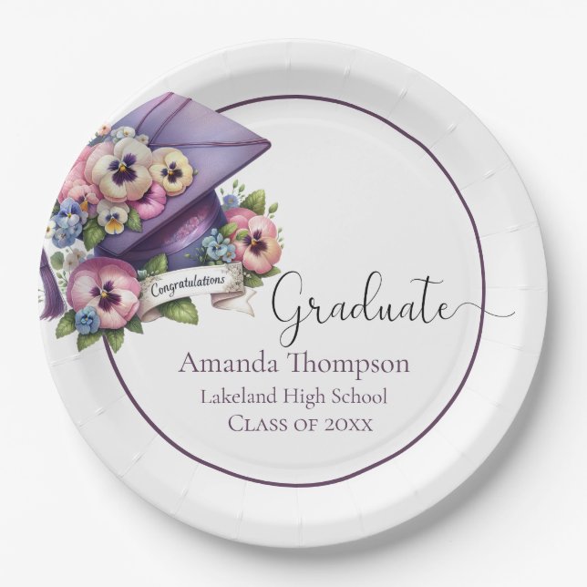 Papel Plato de graduación elegante personalizable (Anverso)