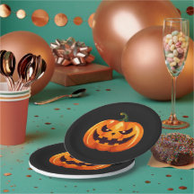Plato de Halloween de calabaza Jack-o'-Lantern esp
