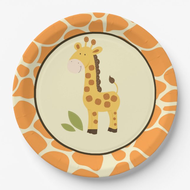 Papel Plato de jirafa naranja / Fiestaware de la jungla (Anverso)