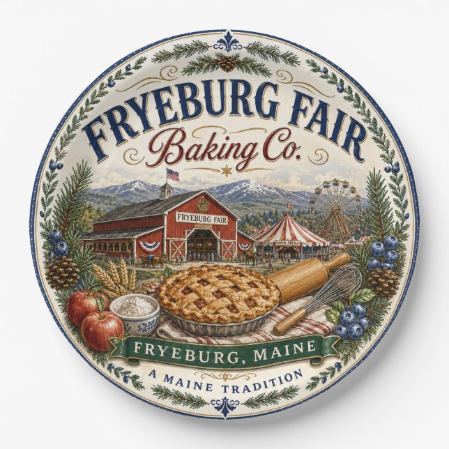 Papel Plato de melamina Fryeburg Fair Baking Co. Maine (Anverso)