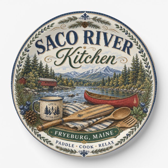 Papel Plato de melamina Saco River Fryeburg Maine Kitche (Anverso)