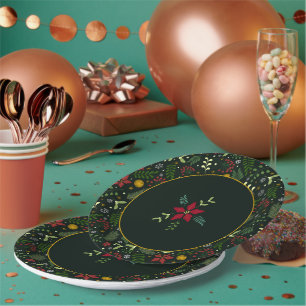 Papel Plato de Navidad Botánico Festivo 