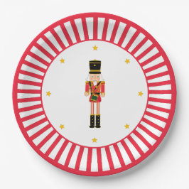Papel Plato de Navidad Cascanueces Rojo y Blanco