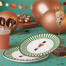 Plato de Navidad de Cascanueces Rojo Verde y Blanc