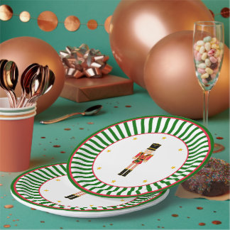 Papel Plato de Navidad de Cascanueces Rojo Verde y Blanc