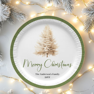 Papel Plato de Navidad Minimalista Personalizado para la