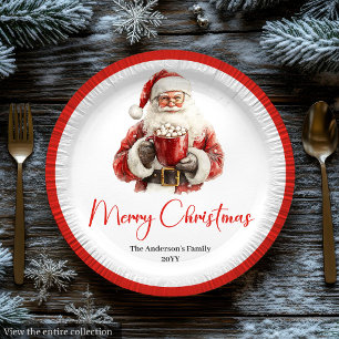 Papel Plato de Navidad Simple Santa Claus Moderno y Eleg
