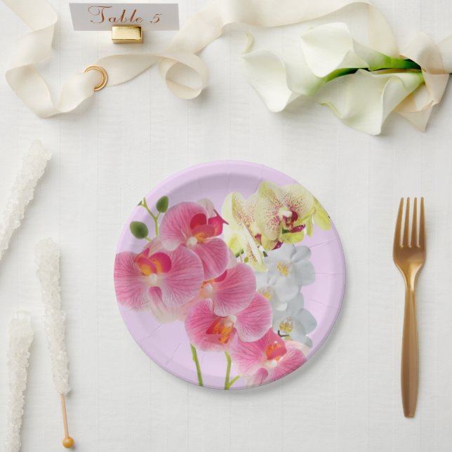 Papel Plato de Orquídea Pastel (Boda)