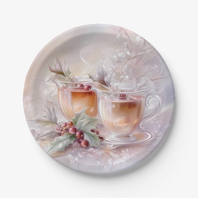 Papel Plato de Papel-Blanco Navidad Victoriana (Anverso)