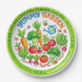 Papel Plato de personajes de verduras lindas "Yummy Gard