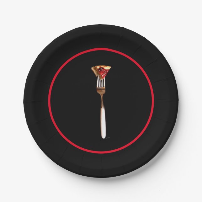 Papel Plato de postre negro moderno para fiestas (Anverso)