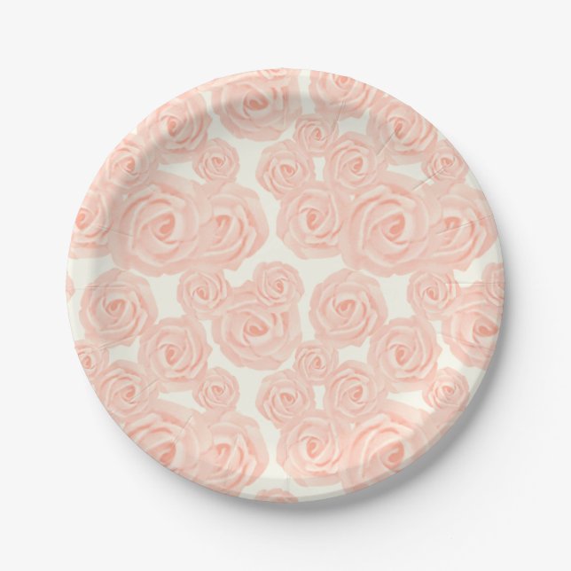 Papel Plato de postre retro con rosas de glaseado glasea (Anverso)