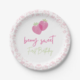 Papel Plato de primer cumpleaños Berry Sweet