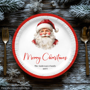 Papel Plato de Santa Claus acogedor rojo blanco cálido d