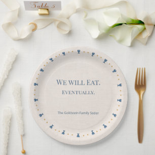 Papel Plato de Seder de Pascua personalizado con apellid