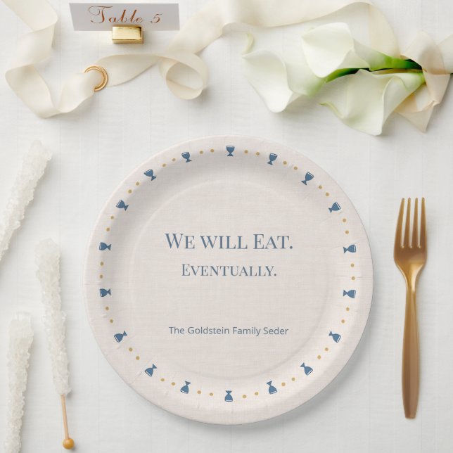 Papel Plato de Seder de Pascua personalizado con apellid (Boda)