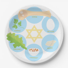 Papel Plato de Seder para Niños - Azul