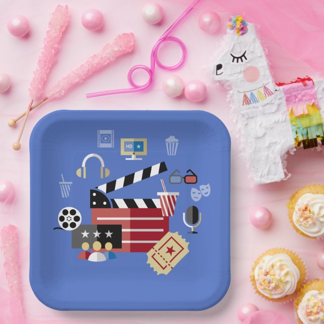 Papel Plato de tema de película de Hollywood (Fiesta)