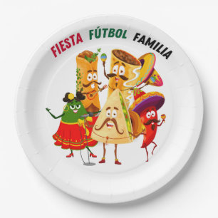 Papel Plato Familiar para Partido de Fútbol Fiesta Mexic