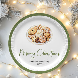 Papel Plato Familiar Personalizado de Navidad Neutral El