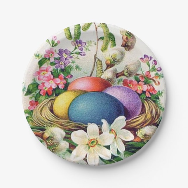 Papel Plato fiesta de la cesta de huevos de Pascua (Anverso)