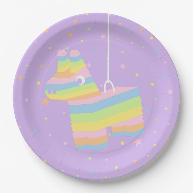 Papel Plato para Fiesta de Cumpleaños con Piñata de Past (Anverso)