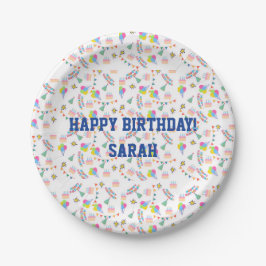 Papel Plato personalizado de feliz cumpleaños