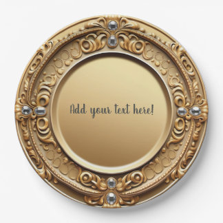 Papel Plato personalizado para fiesta de oro y diamantes