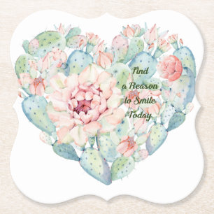 Papel Posavasos con Corazón de Cactus y Palabras Signifi