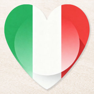 Papel Posavasos con forma de corazón y bandera italiana