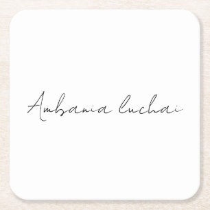 Papel Posavasos cuadrado creativo de caligrafía blanca c