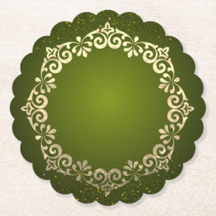 Papel Posavasos de cartón verde con purpurina