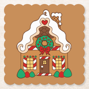 Papel Posavasos de Casa de Pan de Jengibre 