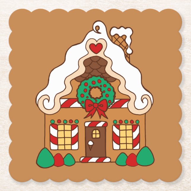 Papel Posavasos de Casa de Pan de Jengibre  (Anverso)