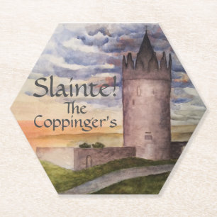 Papel Posavasos de Castillo Irlandés de Acuarela Slainte