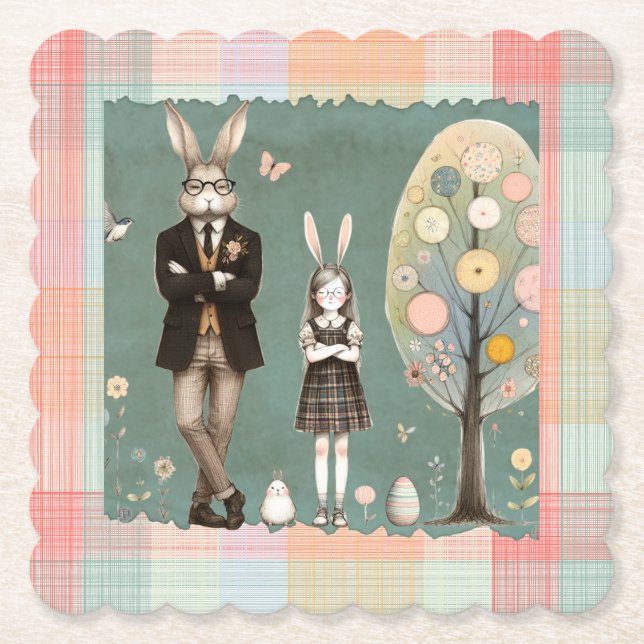 Papel Posavasos de conejo elegante (Anverso)